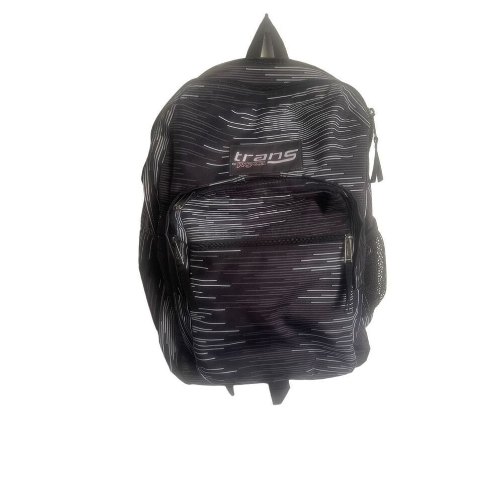 Jansport Unisex Black Striped Adjustable Shoulder Straps Trans Backpack